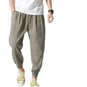 Men's Pants Chinese Style Harem Men Streetwear Casual Loose Joggers Mens Cotton Linen Sweatpants Ankle-length Trousers S-5XL