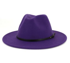 Estilo britânico senhora jazz chapéu masculino feminino fedora panamá chapéu de feltro fivela de cinto decoração aba larga festa formal chapéu grande size7274131