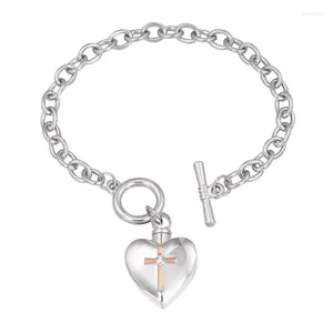 Link Bracelets Heart Tree Cremation Jewelry For Ashes Memorial Urn Bangle Pet Stainless Steel Bracelet Holder Drop