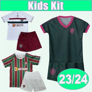 2023 24 Fluminense Kit per bambini Maglie da calcio GUGA G. CANO NINO KENO GANSO ANDRE JOHN KENNEDY Casa lontano 3rd Camicie da calcio per bambini bianche