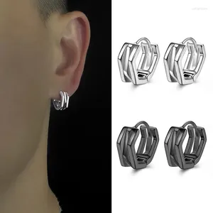 Hoop Earrings WKOUD 1 Pair Punk Three-layer Polygon Small For Men/Women Hip Hop Street Gothic Ear Jewelry MPSTORE