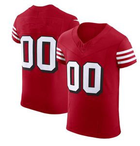 Anpassad amerikansk fotbollströja broderad logotyp stitch McCaffrey George Kittle Nick Bosa Brock Puedy Ett namn USA-storlek S-3XL