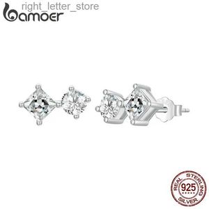 Stud BAMOER Orecchini da donna in argento sterling 925 placcati in platino Piccoli semplici gioielli ipoallergenici fatti a mano per tutti i giorni YQ231211