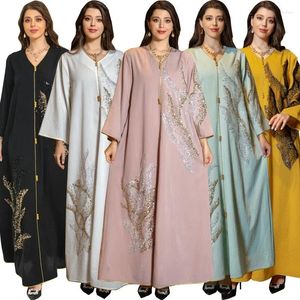 Ethnische Kleidung 2023 Herbst Damen Muslimisches langes Kleid Dubai Pailletten bestickt Jalabiya Damen