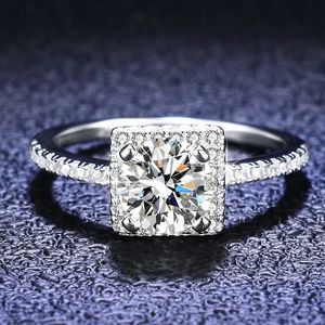 Anéis de casamento sólido 18k anel de ouro branco redondo 1 quilate diamante casamento banda jóias finas para mulheres presente acessórios de noiva 231208