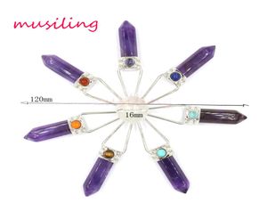 Reiki Pendulum 7 Çakra Boncukları Altıgen Prism Magic Wand Enerji Kolyesi Doğal Taş Takımları İyileştirici Muska Jewelry4874561