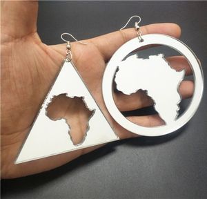 Mapa áfrica grande balançar brincos para mulheres espelho ouro prata cor hipérbole jóias triângulo redondo acessórios 8159638