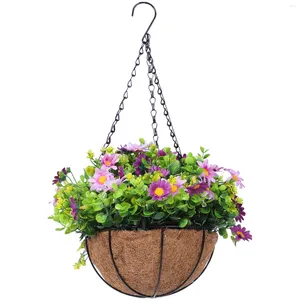 Decorative Flowers Faux Vines Outdoor Simulation Hanging Basket Plant Garden Pendant Plastic Artificial Baskets