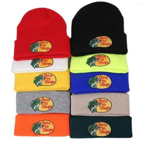 Berets BassPro Lojas Gorros Chapéu Ao Ar Livre Pesca Malha Pai Fino Bordado Crânio Hats8369871