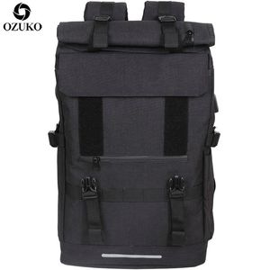 Ozuko 40L Plecak podróżujący o dużej pojemności Mężczyźni Plecak laptopa USB dla nastolatków wielofunkcyjny Travel Male School Bag 211203294I