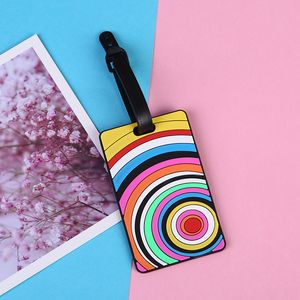 10pcs Bag Parts PVC Rainbow Dots Letter Rectangle Shaped Travel Luggage Tag Mix Color