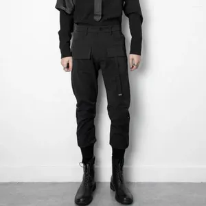 Męskie spodnie męskie jesienne ciemne w stylu odzieży roboczej żebrowane mankiet 2023 Kieszonkowy francuska francuska solidna kolor retro dla mężczyzn