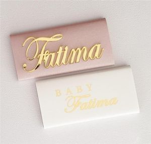 12x Personalized Acrylic Gold Mirror Laser Cut Names Baby Name Tags Place Cards Wedding Table Decor Favor Chocolate Baptism Box Y24268490