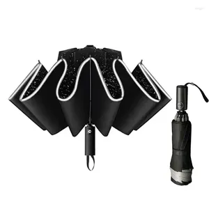 Umbrellas Open Stripe Travel Ribs With Auto Umbrella Reflective Inverted Reverse Portable And 10 Windproof Folding Close