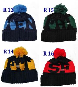 Football Sideline On Field Pom Beanies Round Patch Premium Embroidered Winter Soft Thick Beanie Teams Cuffed Hat Winter Knit Caps5714440