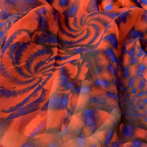 Fabric and Sewing Red blue flower pattern digital printing chiffon fabric cloth per yard high quality handmade DIY sewing dress material 231211