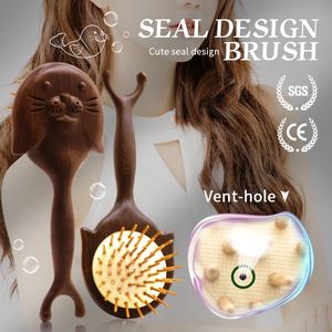 Hair Brushes Sandalwood Hair Brush Women Head Face Scalp Gua Sha Massager Wide Tooth Massage Comb Point Acupuncture Wooden Comb 231211