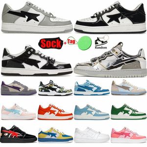Brand Sta Designer Casual Shoes Star Sk8 Suede Patent Leather Black White Triple Pink Shark Green Grey Blue Mens Luxury Sneakers Womens Fashion Trainers