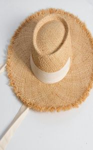 Frauen Bänder Sommer Hut Strand Hüte Sonnenblende Breite Krempe Stroh für Mädchen Mode Einstellbare Floppy Schutz cap8328370
