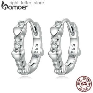 Stud Bamoer Authentic 925 Sterling Silver Star Zircon Ear Clips for Women Heart Cubic Stone Ear Spuckles Fine Jewelry Wedding Gift YQ231211