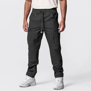 Pantaloni da uomo casual per uomo in autunno e inverno Moda Sport Outdoor Salopette ampia multitasche dritta tinta unita