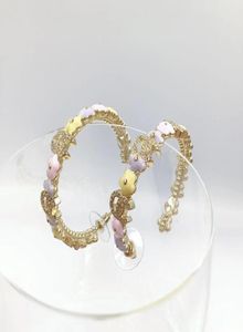 Brincos de argola banhados a ouro 18k com strass sedutor roxo luz rosa forma de flor brincos de grife de marca de moda para mulheres weddi2740312