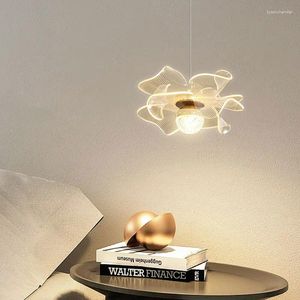 Lampadari Lampadario moderno a LED per sala da pranzo Cucina Camera da letto Decorazione Lampada a sospensione a soffitto Lampada a sospensione dal design a fiori piccoli in oro