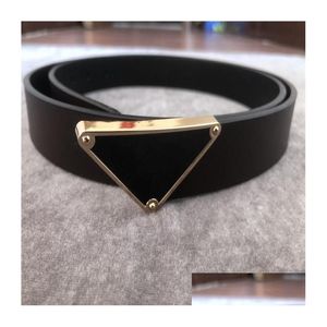 Belts Fashion Classic For Men Women Designer Belt Chastity Sier Mens Black Smooth Gold Buckle Leather Width 3.6Cm With Box Dresses Dro Dhldy