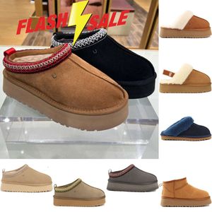 Designer Tazz Slippers Women Boots pink Tasman Slippers Chestnut Fur sheepskin Mules woman Men Ultra Mini platform Shoes Suede Upper Comfort Winter Ankle Booties