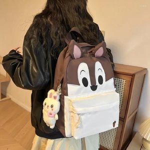 School Bags Cute Cartoon Squirrel Backpack Large Capacity Student Computer Travel Bag Women's Schoolbag