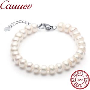 Perlé de haute qualité naturel perles d'eau douce Bracelets cadeau pour les femmes prix incroyable 8-9mm perle bijoux argent 925 Bracelet bijoux 231208