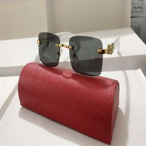 Nueva Moda Gafas de Búfalo Gafas de Sol Mujeres Para Hombre Sin Montura Vintage Verano Estilo Ojo de Gato Moda Hombres Madera Bambú Cuerno Anteojos Pop319u