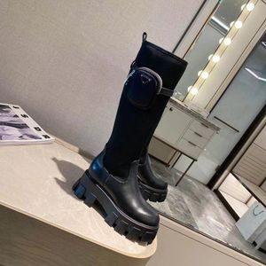 Women Leather Short Boots Knee High Boots Designer Boots High Cut Martin Boots Top Quality And Detachable Keychain Nylon Boots Women Outdoor Short Boots