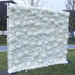 5D White green Rose Hydrangea Cloth Roll Up Flowers Wall Fabric Hanging Curtain Plant Wall Event Party Wedding Backdrop Deco