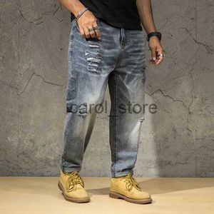 Calças masculinas rasgadas jeans homens 2023 plus size vintage calça buracos denim calças masculinas moda angustiado azul baggy solto jeans masculino tamanho grande j231208