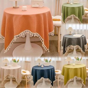 Table Cloth Nordic Cotton Linen Waterproof Jacquard Tassel Round Tablecloth El Coffee Restaurant Outdoor Party Decor