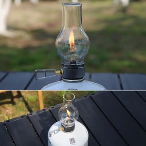 Schnüre, Schlingen und Gurtband, Camping-Lampe, Gas-Kerzenlicht, Retro-Glas-Lampenschirm, Atmosphäre, Outdoor-Zelt-Laterne für Wandern, Rucksackreisen, Picknick, Angeln 231211