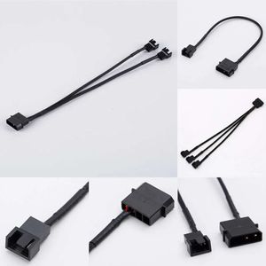 Nowe adaptery laptopa ładowarki duże od 4pin do 3pin/4pin 1 do 3ways komputerowych chłodzenie kabel wentylatora CPU Wentylator Hub Kabel z rękawem 27 cm dla płyty głównej