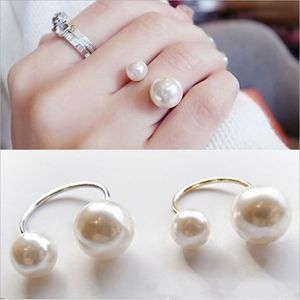 Nya ankomster Fashion Women's Ring Street Band Shoot Accessories Imitation Pearl Size Justerbar Ring Opening Women Jewelr351C