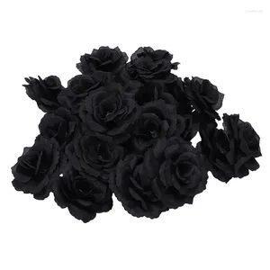 Kwiaty dekoracyjne 20 szt. Czarna róża sztuczna jedwabna impreza kwiatowa dom Wedding House Office Dekor ogrodowy