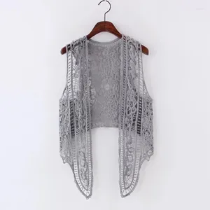 Women's Vests Asymmetric Open Stitch Cardigan Summer Beach Boho Hippie People Style Crochet Knit Embroidery Blouse Sleeveless Vest 2023