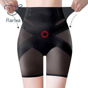 Waist Tummy Shaper Flarixa High Waist Belly Control Panties for Women Waist Shaper Tummy Slimming Underwear Cross Body Shaper Mesh Hip Lift Pants 231211