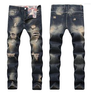 Men's Jeans Patchwork Ninth Pants Denim Direc Hollow Print Beggar's T Mail Fashion Ripped