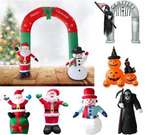 Decoração de natal ao ar livre inflável papai noel boneco de neve inflável jardim quintal arco halloween enfeites de natal novo 8129134