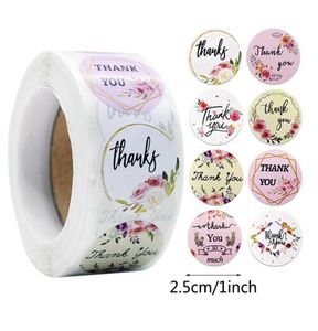 500 PCSROLL 25CM Hediye Çantaları Mühür Stickers Teşekkürler Etiket Düğün Doğum Günü Partisi Dekorasyon Pişirme Dükkanı Paket Kutuları TAG4712587