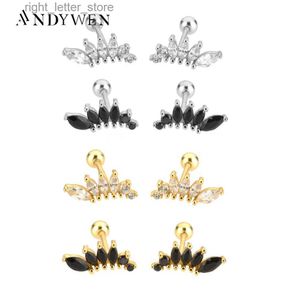 Stud ANDYWEN 925 Sterling Silver Gold Clear Zircon CZ Piercing Stud Earring Fine Jewelry 2021 Wedding Gift Pendiente Line Crystal YQ231211