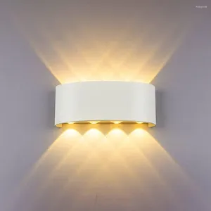 مصباح الجدار ضوء الحديث 8W أبيض LED SCONCE لأسفل ألومنيوم مقاومة للماء ليلة لغرفة المعيشة