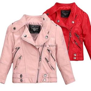 Cardigan Capispalla per bambini 2023 Nuova ragazza PU Giacca in pelle Autunno Inverno Adolescente Ragazzi Moda Giacca in pelle Colletto del cappotto OverwearL231211