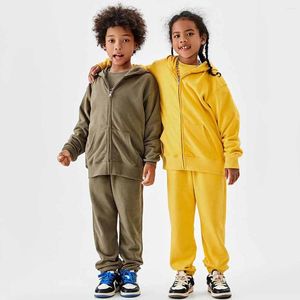 Kleidungssets Kinder Kleidung Set Herbst Baumwolle Reißverschluss Kapuzenjacke Jogginghose 2 PCP Schule Teenager Jungen Trainingsanzug Frühling Casual Mädchen Sportbekleidung