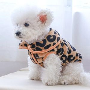 Köpek Giyim Pet Leopar Baskı Yeleği Sonbahar Kış Orta Küçük Kıyafetler Sıcak Yün Moda Kat Kedi Kedi Kıç Ceketi Chihuahua Yorkshire